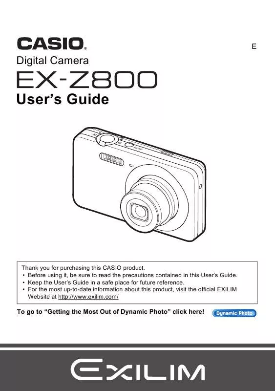 Mode d'emploi CASIO EXILIM EX-Z800