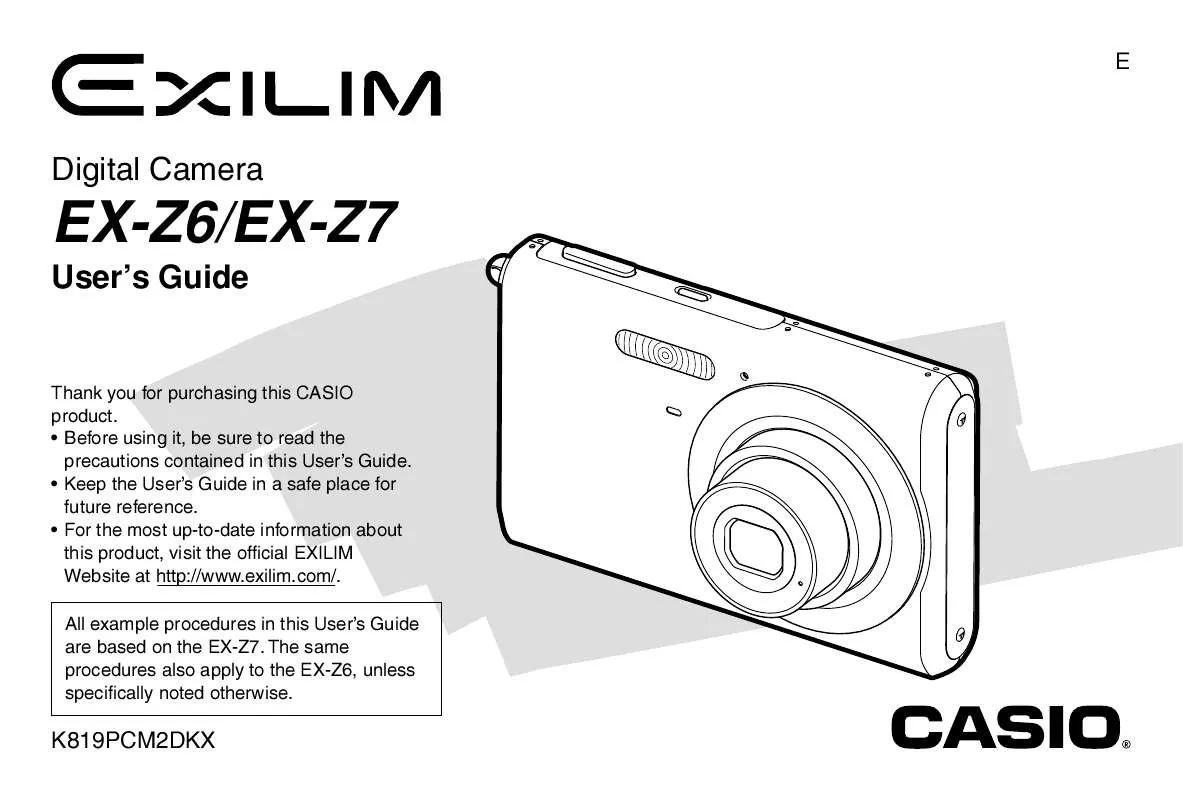 Mode d'emploi CASIO EXILIM EX-Z6