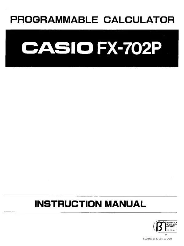 Mode d'emploi CASIO FX-702P