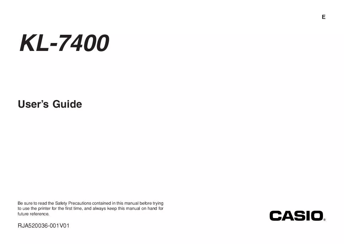 Mode d'emploi CASIO KL-7400