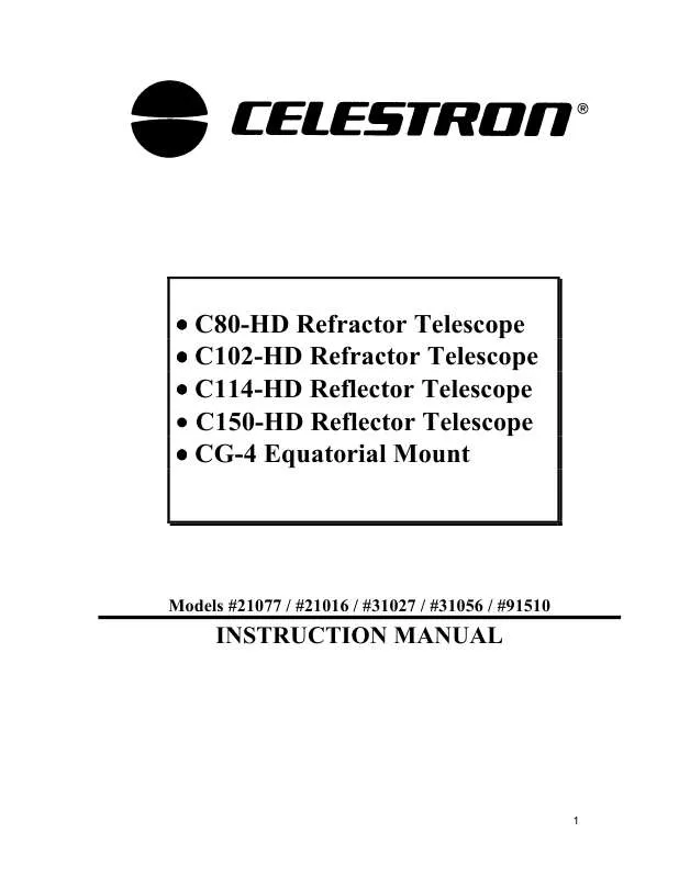 Mode d'emploi CELESTRON C102-HD