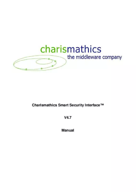 Mode d'emploi CHARISMATHICS SMART SECURITY INTERFACE VERSION 4.7