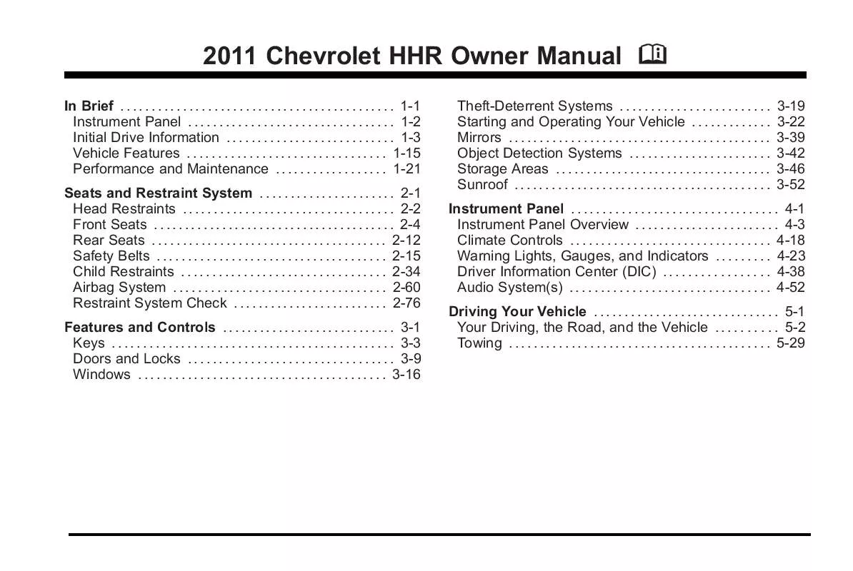 Mode d'emploi CHEVROLET HHR 2011
