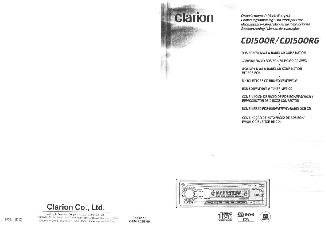 Mode d'emploi CLARION CD1500R