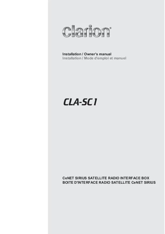 Mode d'emploi CLARION CLA-SC1