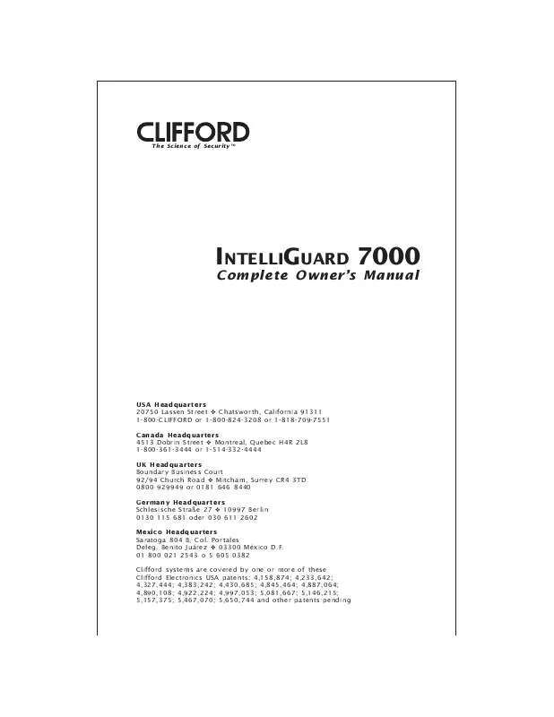 Mode d'emploi CLIFFORD 7000