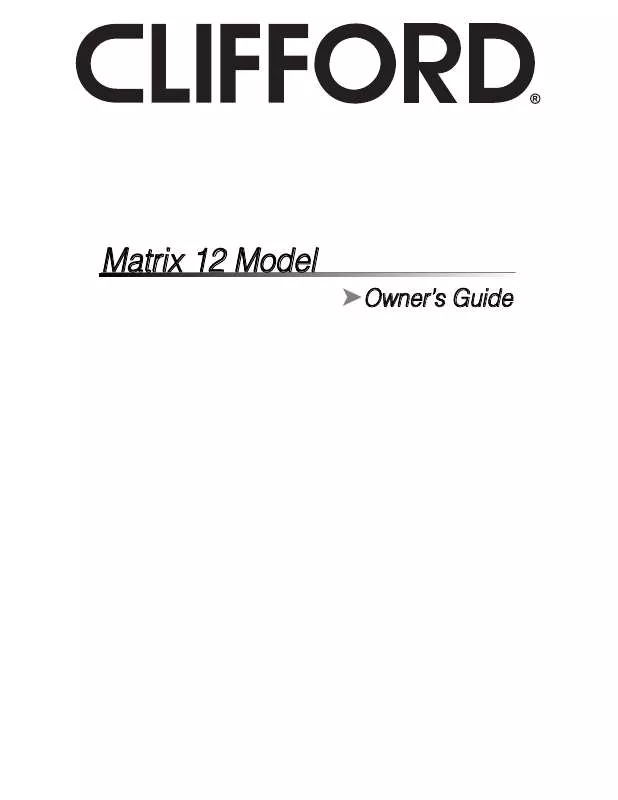 Mode d'emploi CLIFFORD MATRIX 12