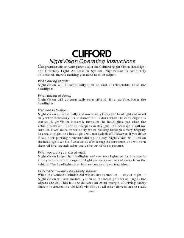 Mode d'emploi CLIFFORD NIGHTVISION