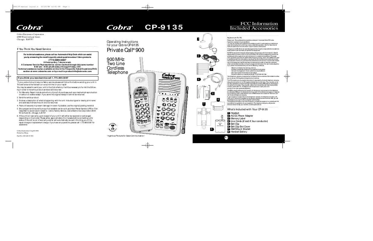 Mode d'emploi COBRA CP9135