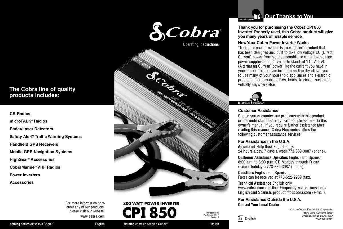 Mode d'emploi COBRA CPI 850