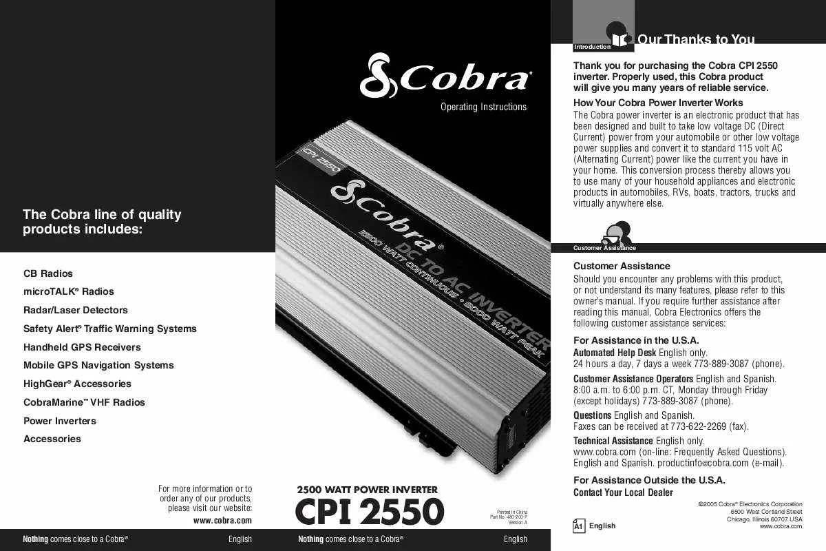 Mode d'emploi COBRA CPI2550