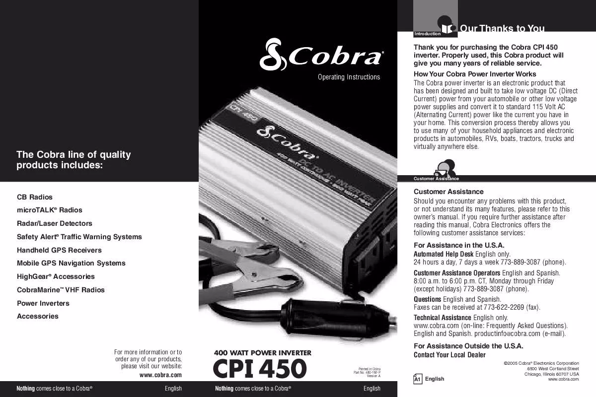 Mode d'emploi COBRA CPI450