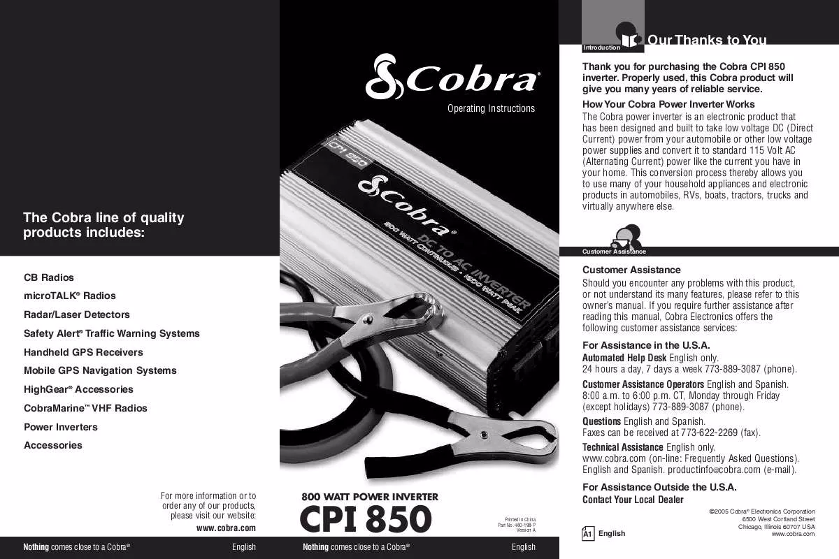 Mode d'emploi COBRA CPI850