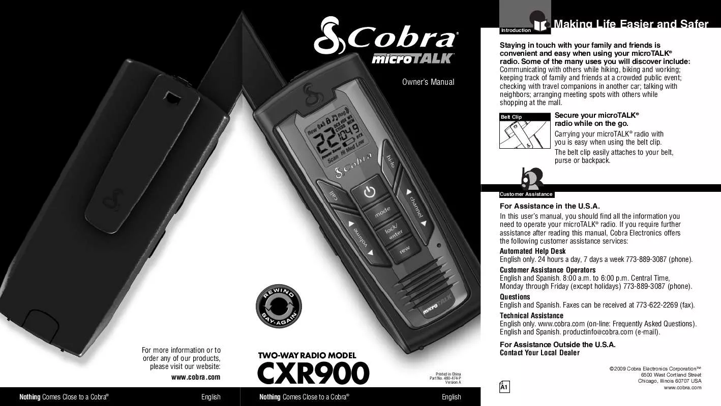 Mode d'emploi COBRA CXR900