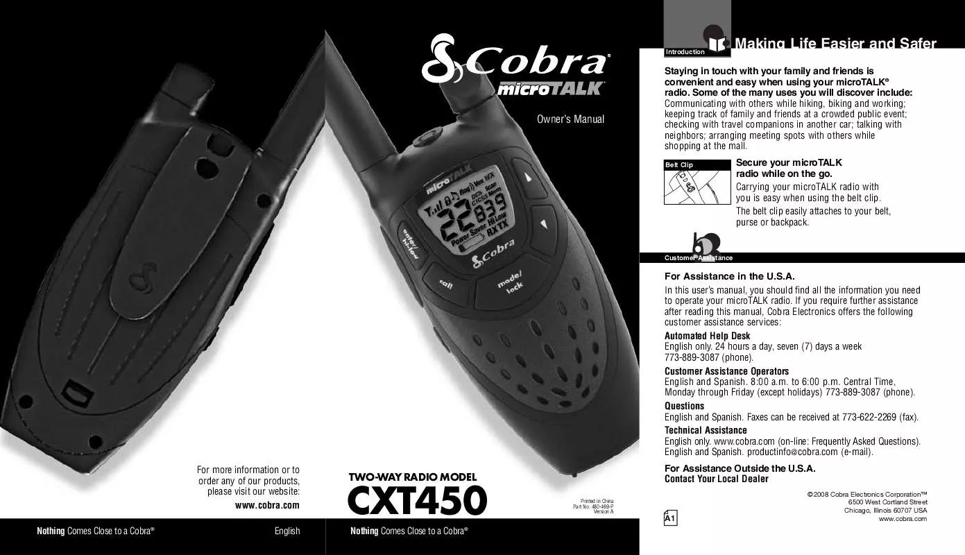 Mode d'emploi COBRA CXT450