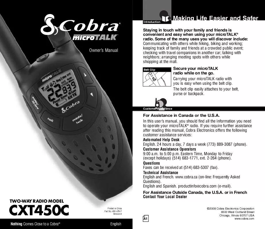 Mode d'emploi COBRA CXT450C