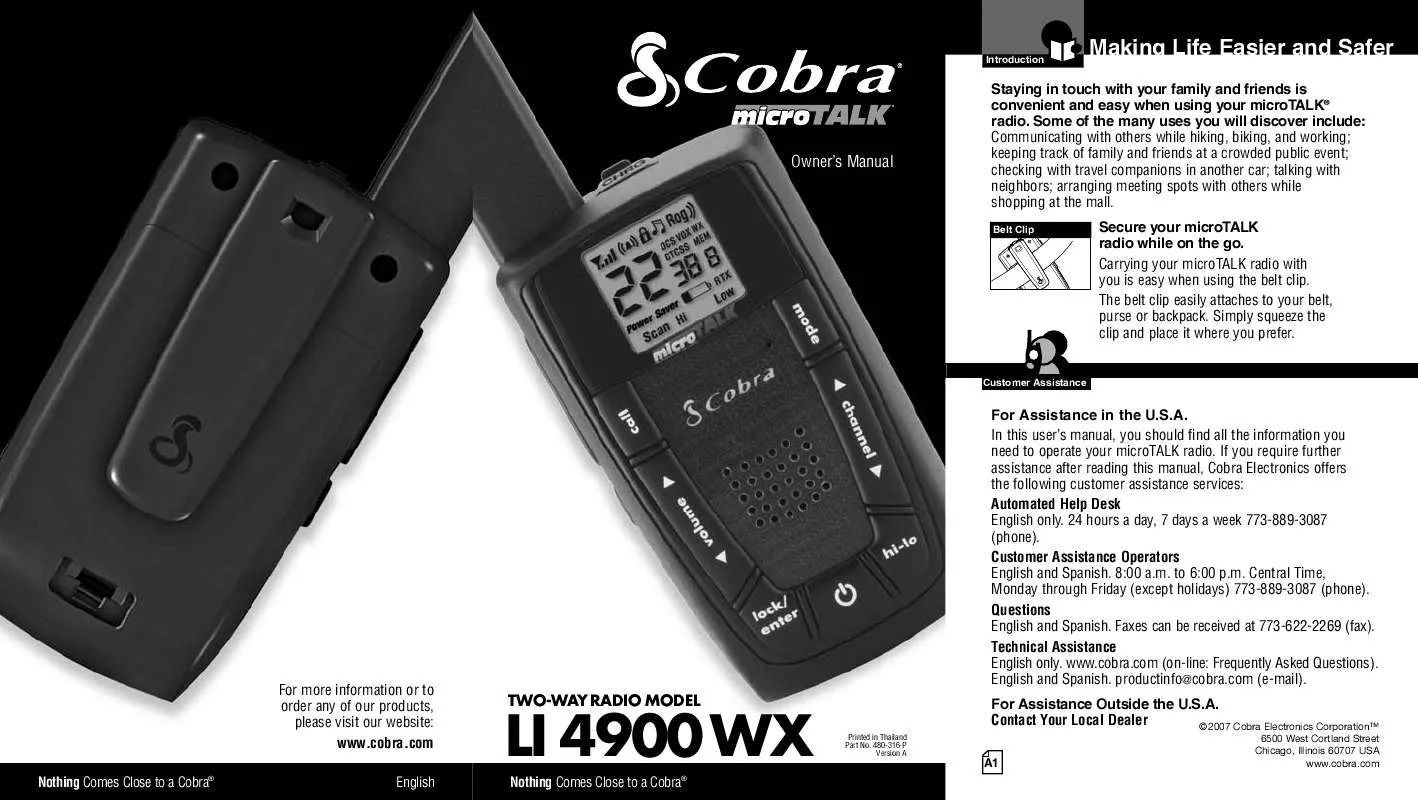 Mode d'emploi COBRA LI 4900 WX