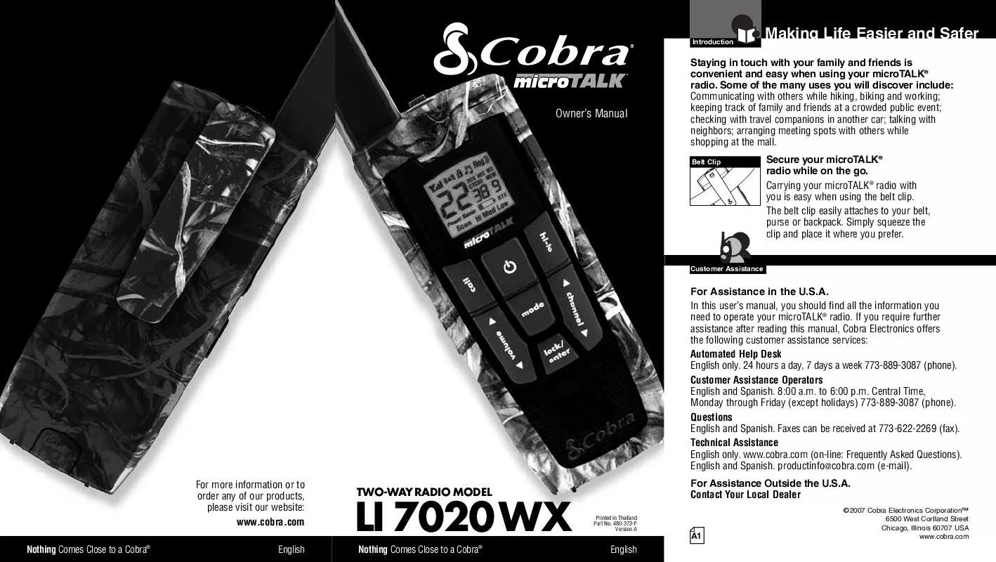 Mode d'emploi COBRA LI 7020 WX