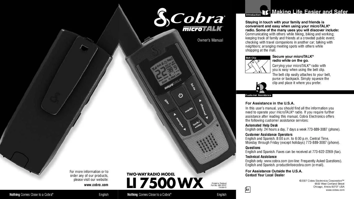 Mode d'emploi COBRA LI 7500 WX