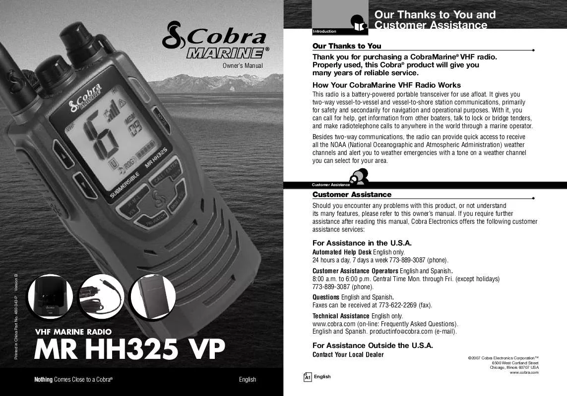Mode d'emploi COBRA MR HH325 VP