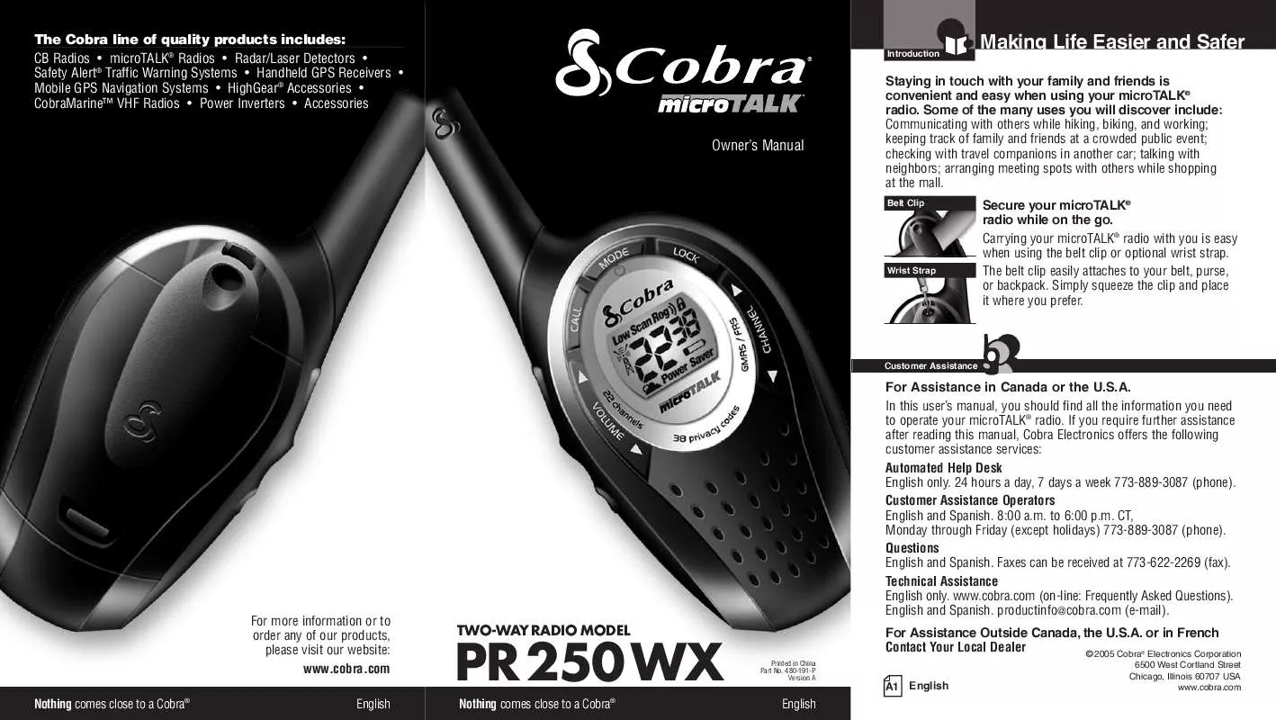 Mode d'emploi COBRA PR 250 WX
