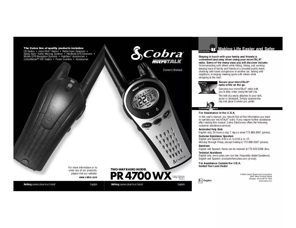 Mode d'emploi COBRA PR 4700 WX