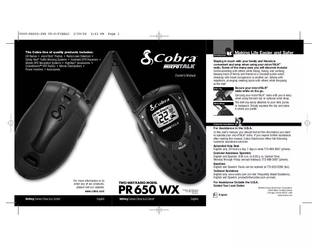 Mode d'emploi COBRA PR 650 WX
