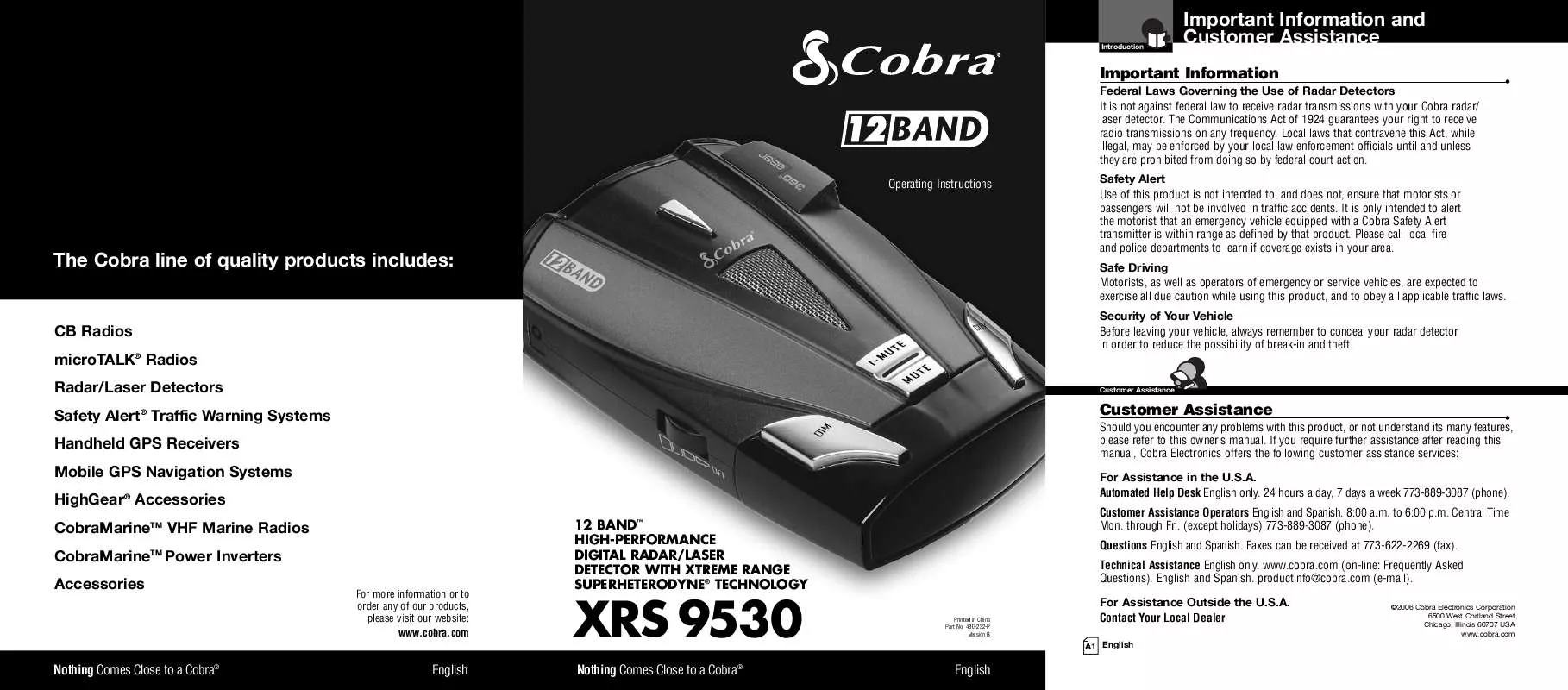 Mode d'emploi COBRA XR S9530