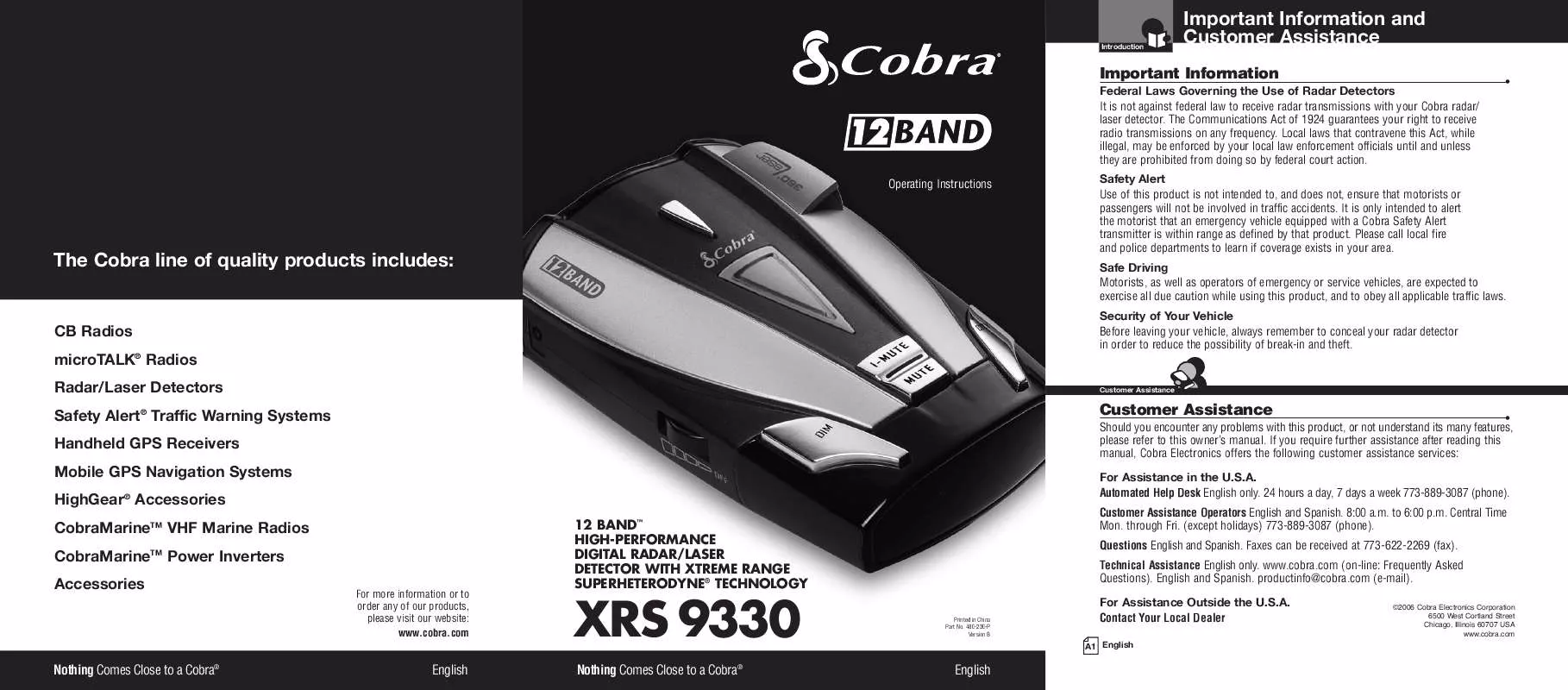 Mode d'emploi COBRA XRS 9330