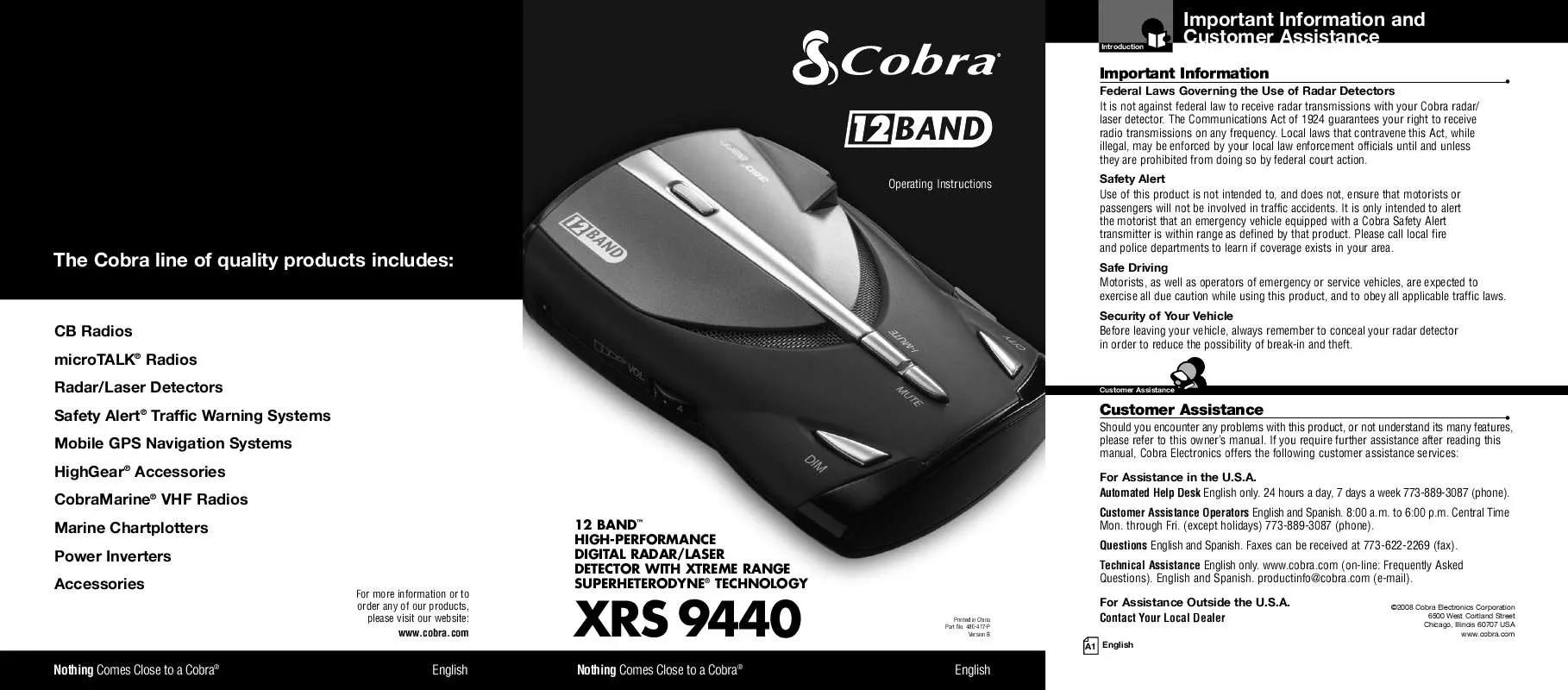 Mode d'emploi COBRA XRS 9440