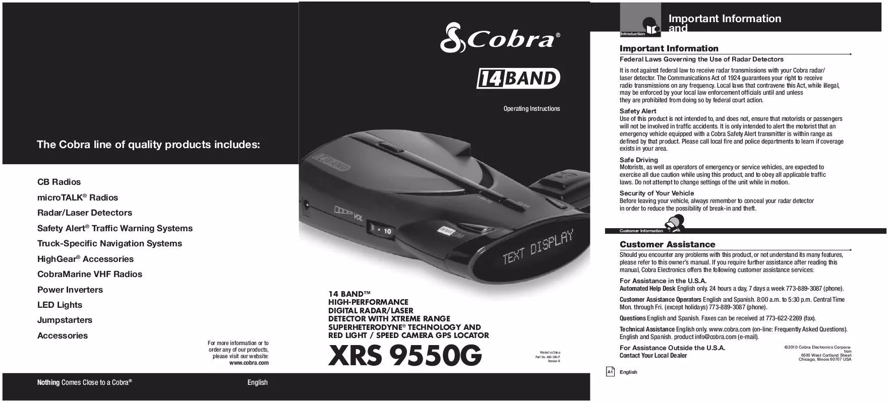 Mode d'emploi COBRA XRS 9550G