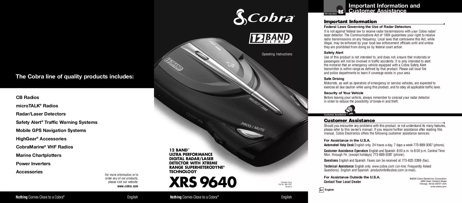 Mode d'emploi COBRA XRS 9640
