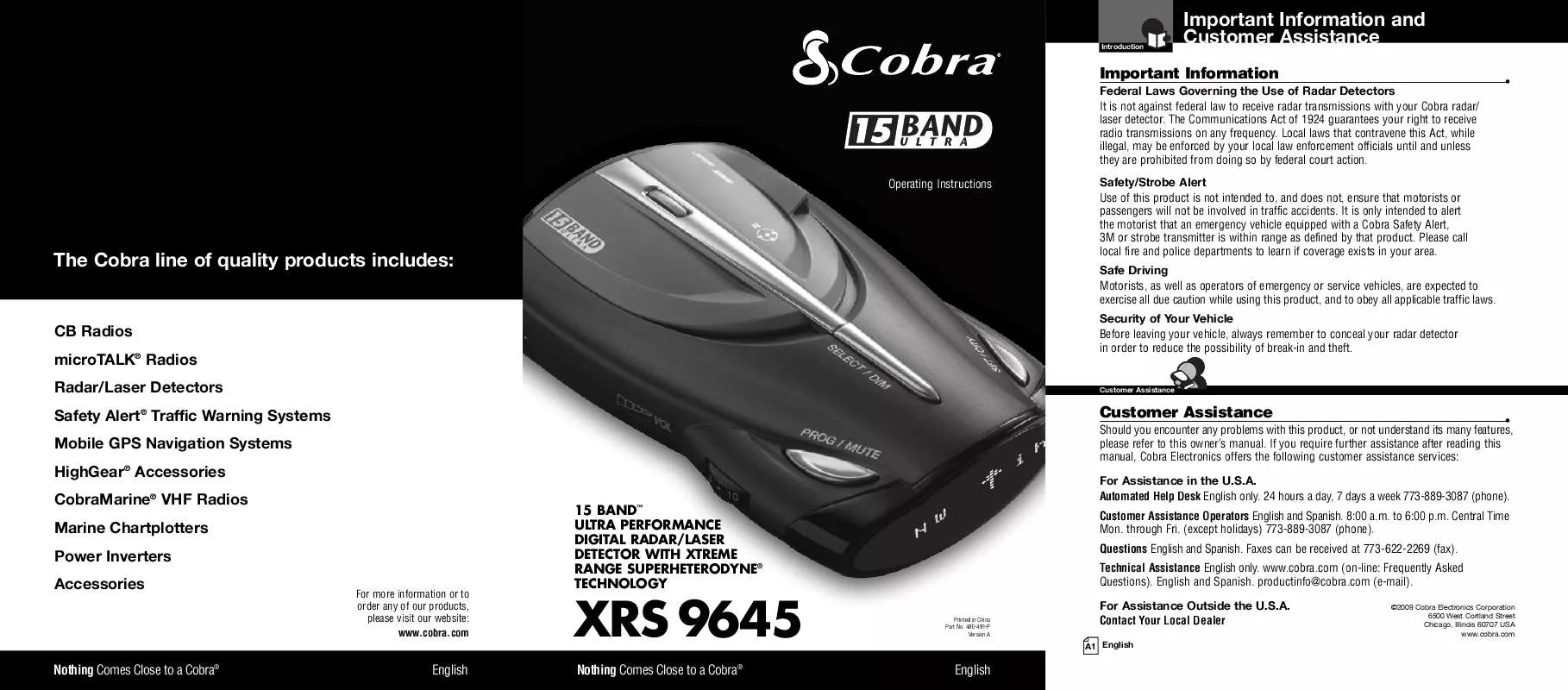 Mode d'emploi COBRA XRS 9645