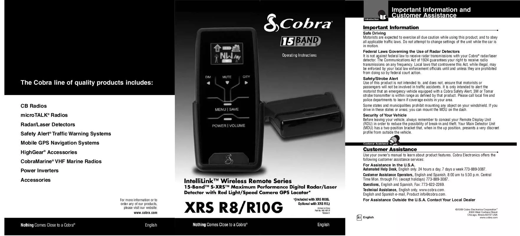 Mode d'emploi COBRA XRS R10G