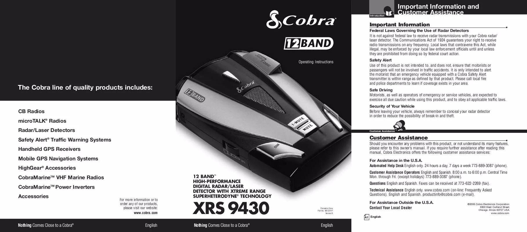 Mode d'emploi COBRA XRS9430
