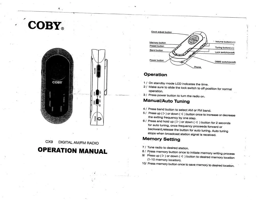 Mode d'emploi COBY CX-9