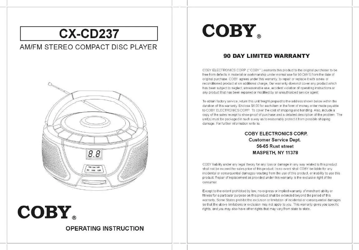 Mode d'emploi COBY CX-CD237