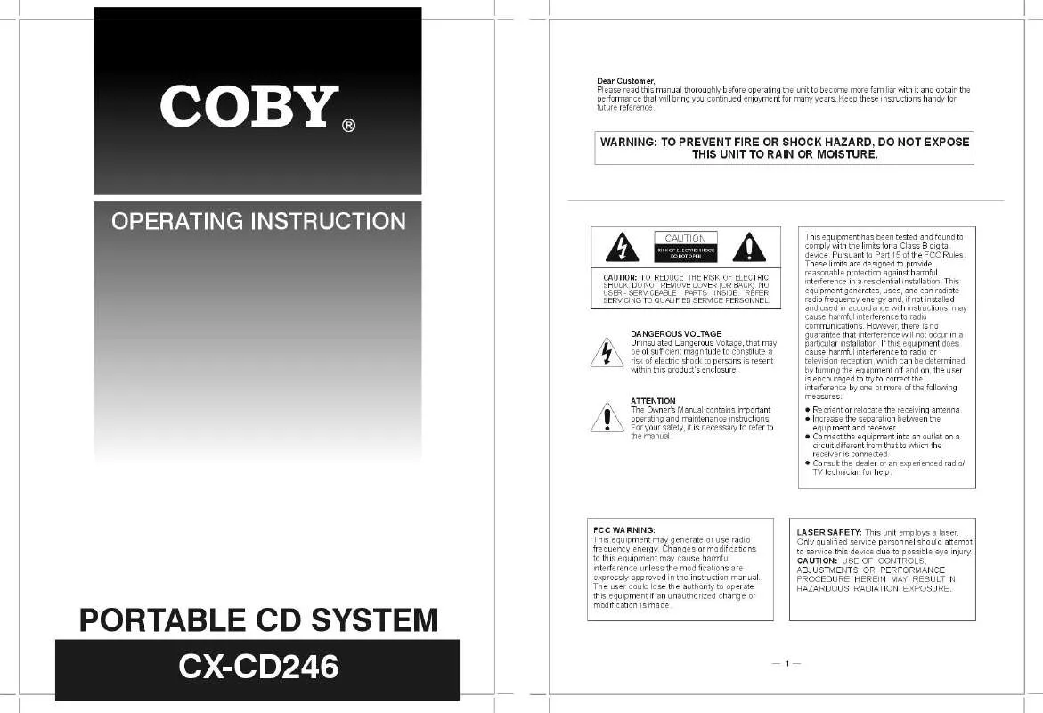 Mode d'emploi COBY CX-CD246