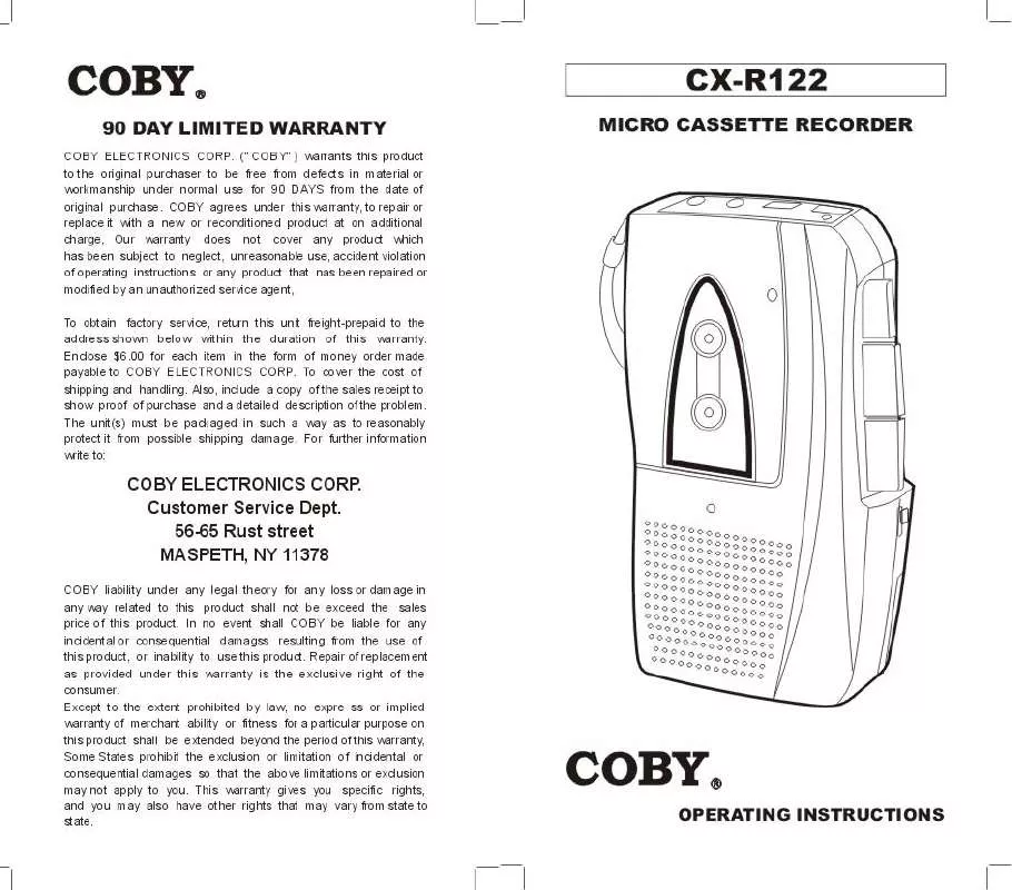 Mode d'emploi COBY CX-R122