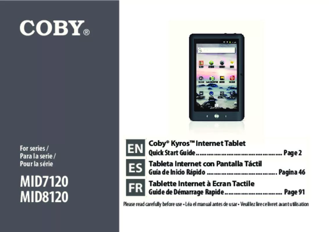 Mode d'emploi COBY MID8120