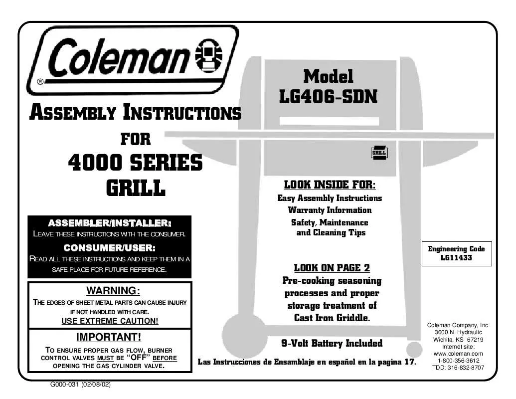 Mode d'emploi COLEMAN LG406-SDN