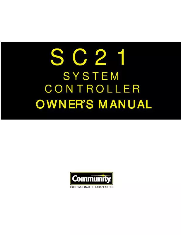 Mode d'emploi COMMUNITY SC21 SYSTEM CONTROLLER