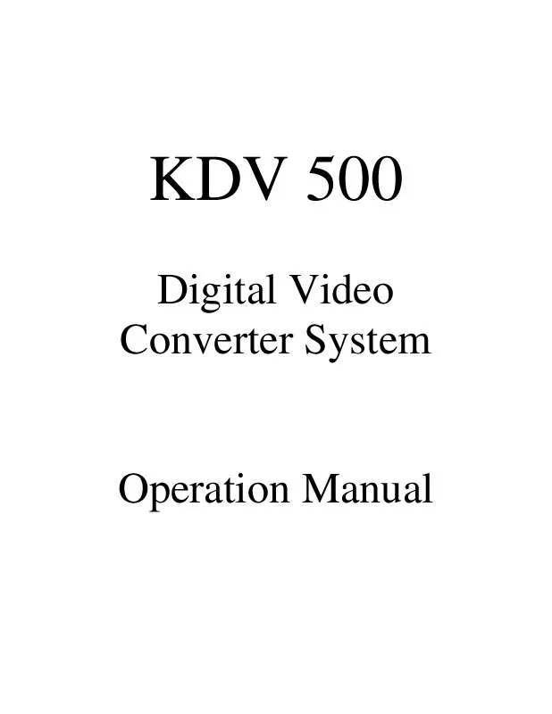 Mode d'emploi COMWORLD KDV 500