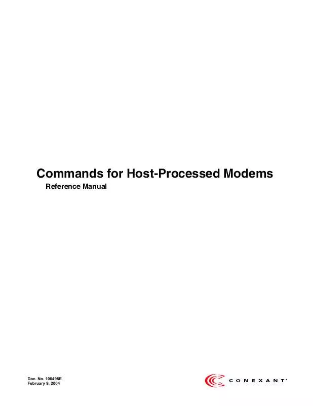 Mode d'emploi CONEXANT COMMANDS FOR HOST-PROCESSED MODEMS