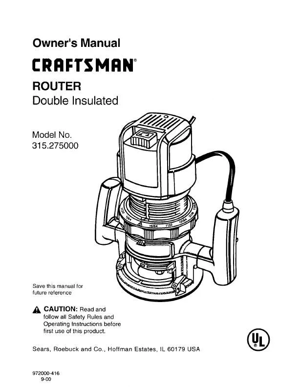 Mode d'emploi CRAFTSMAN ROUTER DOUBLE INSULATED 315.275000