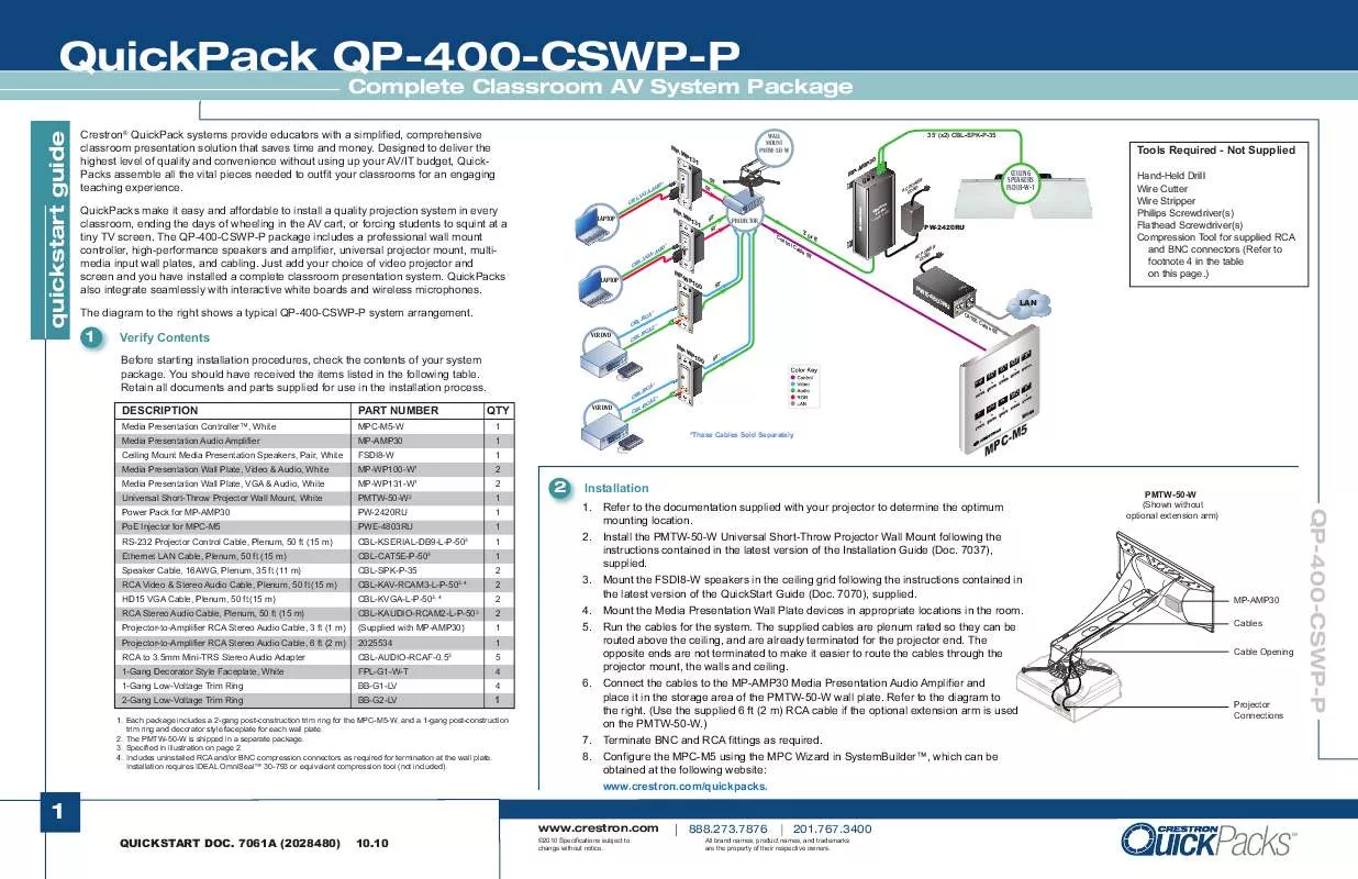 Mode d'emploi CRESTON QP-400-CSWP-P