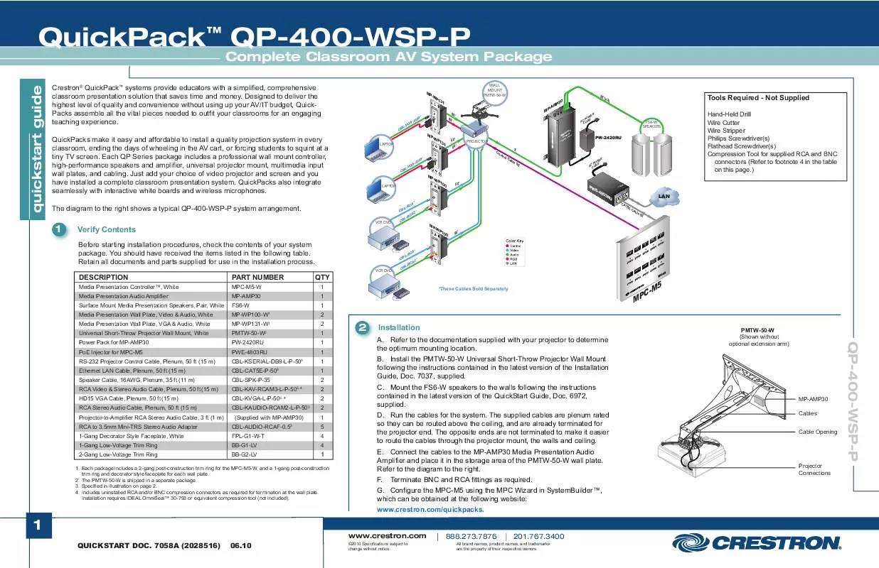Mode d'emploi CRESTON QP-400-WSP-P