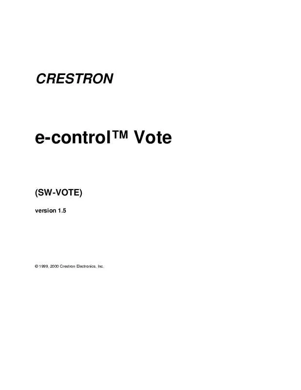 Mode d'emploi CRESTRON SW-VOTE
