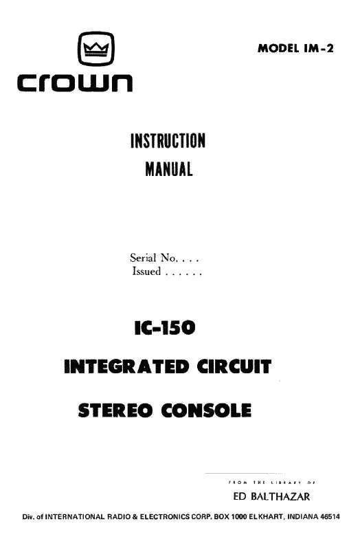Mode d'emploi CROWN IC-150