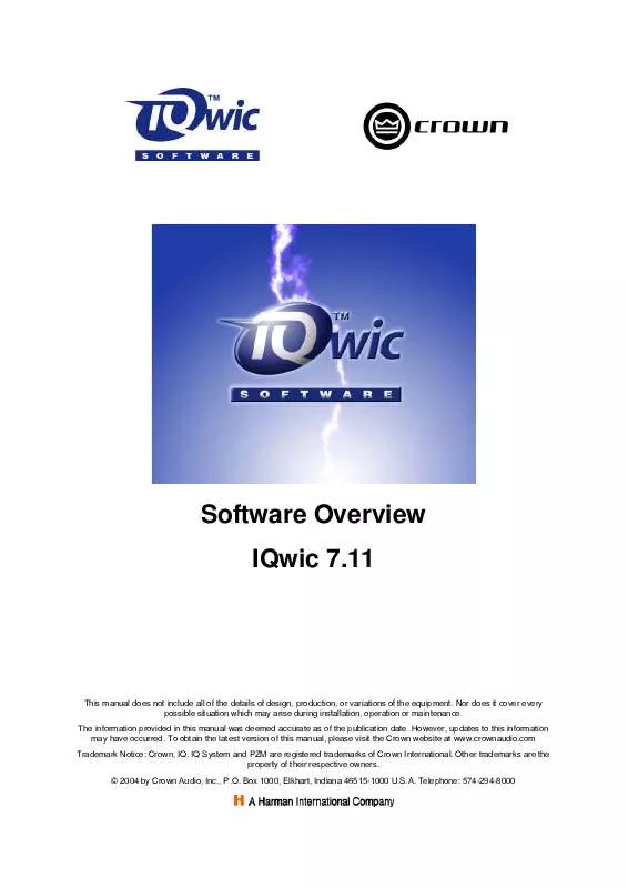 Mode d'emploi CROWN IQWIC 7.11